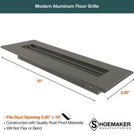 Shoemaker Manufacturing, Bronze, 2x10, Premium Modern Aluminum Floor Grille, Heavy Duty Floor Grille