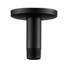 OFFO Shower Arm with Flange, 3 in Ceiling Mount Replacement Rain Shower Head Straight Arm Ceiling-Mounted For Fixed Shower Head & High Pressure Rain, Matte Black