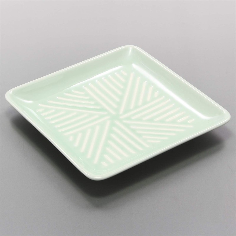 Hama Pottery Hasami Ware Bright Square Plate Aqua 403965 4.8
