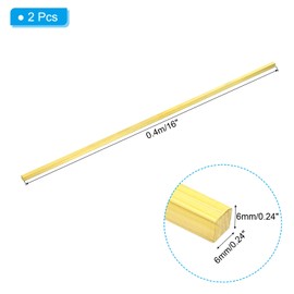 PATIKIL 1/4 x 1/4 x 16" C36000 Brass Square Bar, 2 Pcs Solid Square Mill Stock for Crafting Maintenance Electrical Architectural Decoration, Brass