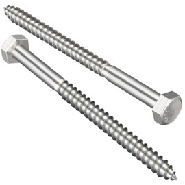 VGBUY 3/8" x 4" Hex Head Lag Screws 8Pcs, 304 Stainless Steel 18-8 Lag Bolts Wood Screws Heavy Duty Large Screws for TV Mounts, Deck, Boat Repair