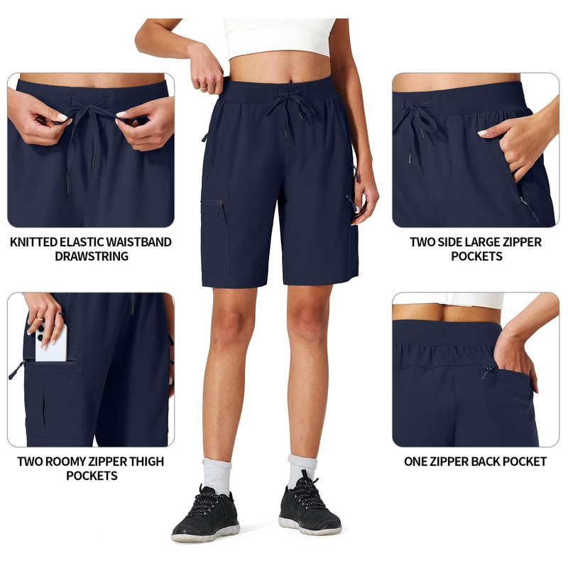 Ksmien - Pantalones cortos cargo para mujer, de secado rápido,