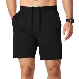 Elegancity Men's Summer Shorts, Baggy Shorts with Pockets, Elastic Waistband, Cargo Leisure Shorts, black