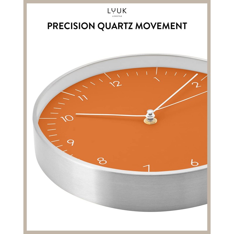LUUK LIFESTYLE Silent quartz wall clock, modern and minimalist design,