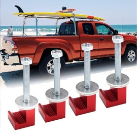 4 Pack No Drill Universal Truck Toolbox Mounting Kit,Aluminium Alloy Firmly Bridges The Toolbox Cable Tie J Hook (Red)