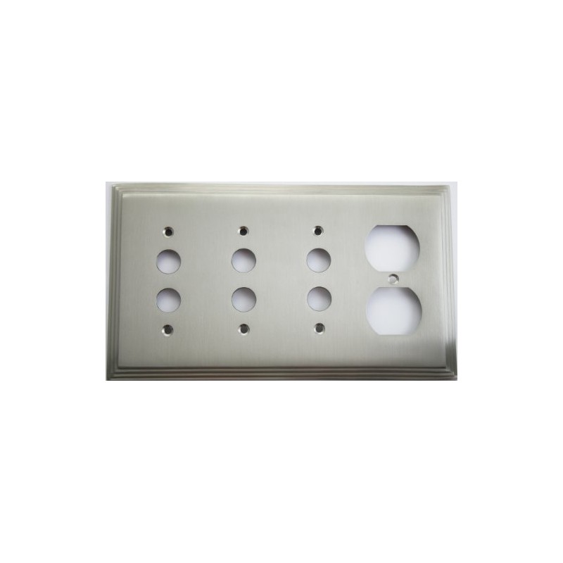 Satin Nickel Deco Step Style 4 Gang Wall Plate -