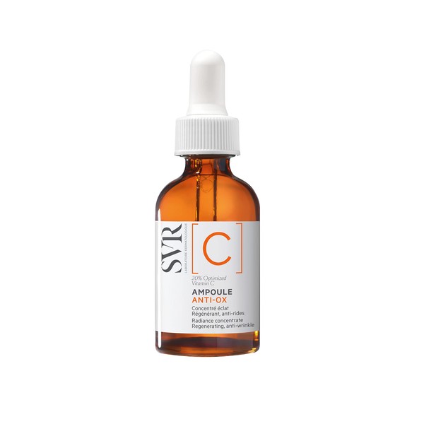 SVR [C] Ampoule Anti-Ox Revitalising Radiance + Anti-Wrinkle Face Serum. 20% Vitamin C Revitalises + Brightens, Combatting Fine Lines, Dull, Tired Skin + Uneven Skin-tone, 30ml