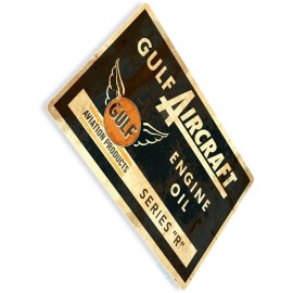 Gulf Aircraft Logo Engine Oil Plane Jet Airplane Retro Wall Décor Metal Tin Sign