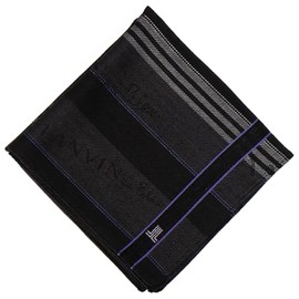 Lanvin On Blue 17506014 Men's Handkerchief, Yarn-Dyed Handkerchief, Men's Border Pattern, Black [B]