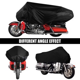 Waterproof Motorcycle Half Cover for Most Touring/Full Dress Touring/Cruiser, 420D Oxford Cloth Extra Large Motorcycle Half Cover for Outdoor Rain Snow Protection