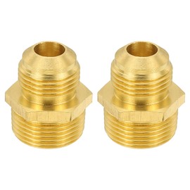 PATIKIL Brass Flare Coupling Fitting, 2 Pcs 3/4" Male NPT x 5/8" Male Flare Thread Brass Pipe Fitting Half-union Connector Tubing Adapter Coupler for Propane, Fuel, Oil, Gas Systems