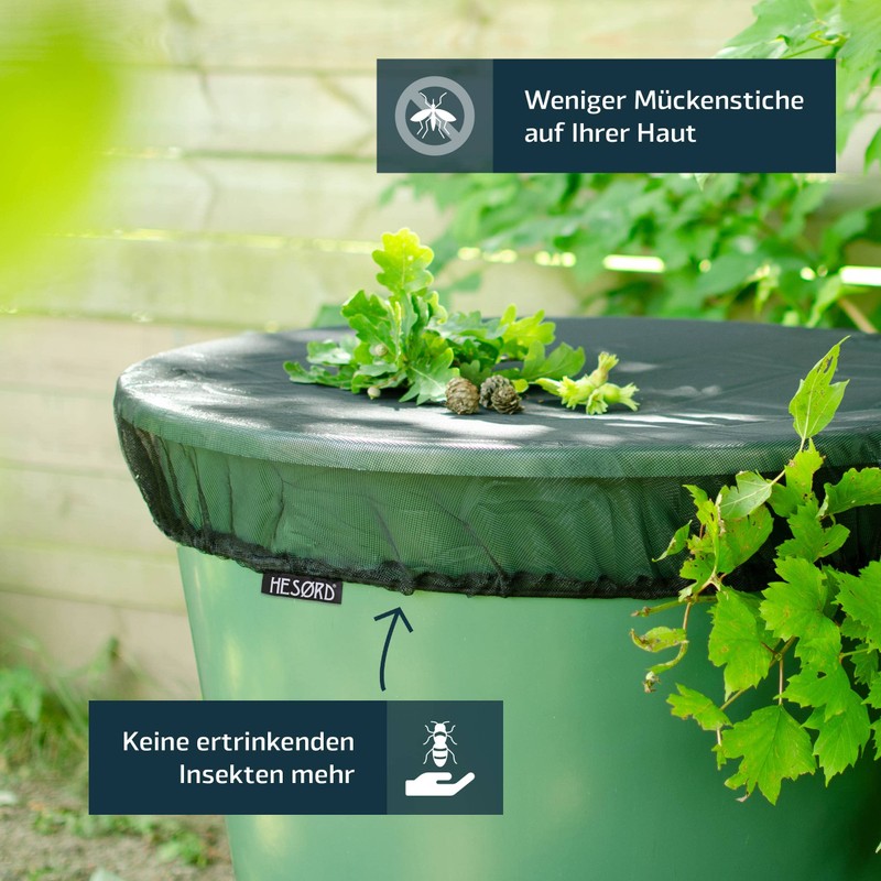 Rain barrel net with elastic band for firm hold, better