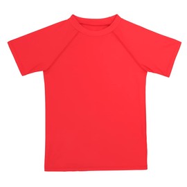 LACOFIA Boys Short Sleeve Rash Vest Kids UPF50+ Sun Protection Swim Tops Children Rash Guard Quick Drying Red 11-12 Years