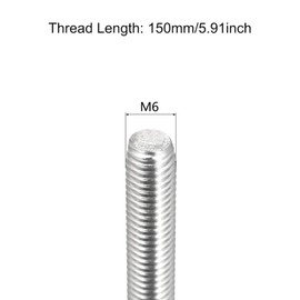 TOP-VIGOR 5Pcs M6 x 150mm Fully Threaded Rod, 304 Stainless Steel Right Hand Threads Rods, Fully Studding Rod Bar for Anchor Bolts, Clamps, Hangers and U-Bolts