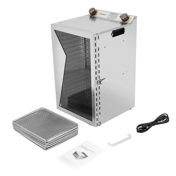 Food Dehydrator 600W, Stainless Steel Dehydrator Machine with 18Grids, Temperature