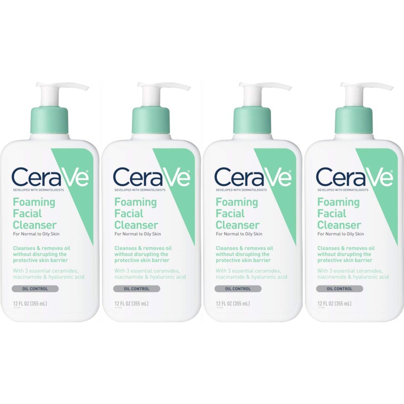 CeraVe Foaming Facial Cleanser 12 oz (Pack of 4)