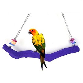 Petall Bird Parrot Swing Perch Cage Hanging Toy Scrub Wood Stand for Conures,Parakeets Cockatiels,Macaws,Finches,Love Birds (L-11.8" in)