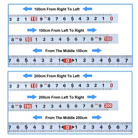 FASBET 6 Stck Selbstklebendes Ma?band 2m+1m Metrisches inklusive 2m+1m Links Nach Rechts, 2m+1m Rechts Nach Links, 2m+1m Der Mitte Nach Links Nach Rechts, Ma?band zum Aufkleben Ma?band Selbstklebend Metall