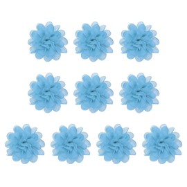 PATIKIL 3.9" Gasa Flores, 10uds Malla Tela Flores Costura Tela Apliques Diadema Adornos para Bricolaje Artesanía Boda Decoración, Azul