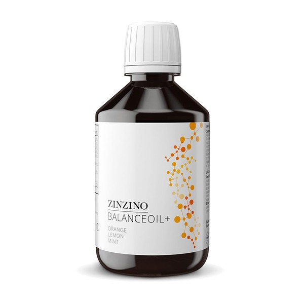 ZinZino BalanceOil+ Fish Oil with Omega-3 2478 mg, Omega-9, Vitamin D3, Tocopherol, DHA, EPA with Olive Oil Flavour Orange/Lemon-Mint, 300 ml
