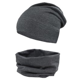 TupTam Boys' Beanie Hat and Tube Scarf Set of 2, Mottled graphite