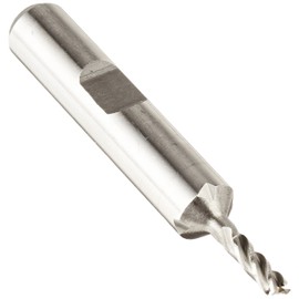 Drill America DWCF Series High-Speed Steel End Mill, Polished Finish, 4 Flute, Square End, 2" Cutting Length, 1 1/4" Cutting Diameter, 4-1/2" Length, 3/4" Shank (Pack of 1)