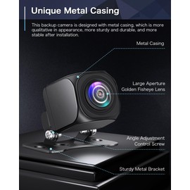 Metal Casing Backup Camera AHD 1080P Metal License Plate Backup Camera for Car 160° Wide Angle Rearview Reversing Camera Clear Night Vision Waterproof Reverse Rear View Camera for Car Vehicle SUV RV