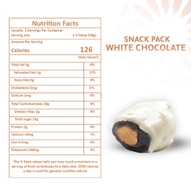 Nakheel Alya White Chocolate Almond Stuffed Dates, 16 Pieces – Delicious Natural Treat, No Preservatives, Vegan
