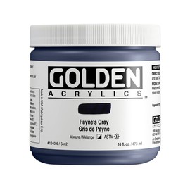 Heavy Body Acrylics by GOLDEN, Payne's Gray, 16 fl. oz. Jar, Professional Acrylic Paint, Semi-Opaque