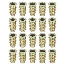 uxcell 25Pcs Threaded Inserts, 5/16"-18x1 Zinc Alloy Hex-Flanged Nut Threaded Inserts for Wood Tools and Accessories