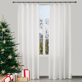 Ftinala 102 Inch Curtains Light Filtering Curtains White Semi Sheer Curtains Privacy Curtains That Let Light in Pinch Pleat Curtains Extra Long Curtains Velvety Window Curtains for Living Room
