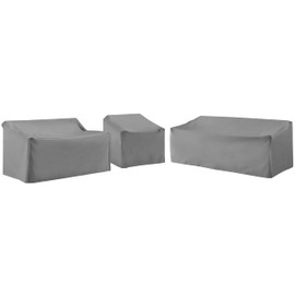 Crosley Furniture Patio Furniture Covers, Waterproof 3-Piece Cover Set for Outdoor Sectional Sofa Sets, Gray