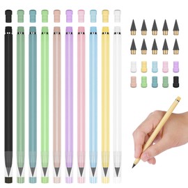 Vicloon Eternal Pencils, 10 Pieces Eternal Pencil Inkless, Magic Pencil Set with Eraser, Magic Pencil with Interchangeable Pencil, Interchangeable Head, Infinite Pencils, Colourful Macaroons (D)