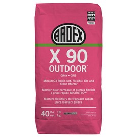 Ardex X 90 Outdoor Microtec, Rapid-set, Cement-based Flexible Thinset Mortar, 40 Lb (18 Kg) Bag, Freeze and Thaw Resistant Flooring Underlayment for Stone, Ceramic Tile for Exterior Applications, Gray