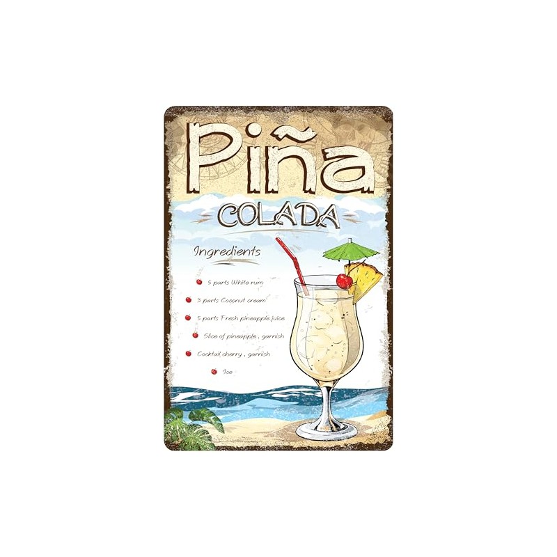 DODINO 20 x 30 cm Retro Tin Signs Pina Colada