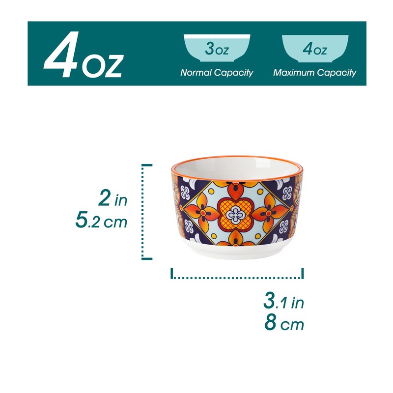 vancasso 4 Oz Ramekins Oven Safe Set of 6, Bohemian