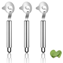 XLIUAX 3 Pcs Spoon Cactus Peeler, Stainless Steel Cuchara Pelador De Nopales Sliced Noodle Cutter Knife Tool with Hole with Long Handle for Cooking Kitchen Gadgets Accessory