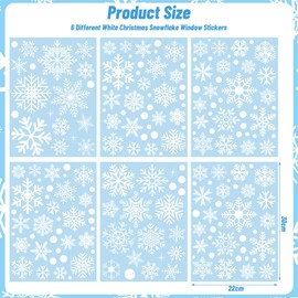 CharmBurst 6 Stück Schneeflocken Fensterbild, Abnehmbare Selbstklebende Statische PVC Fensterdeko, Winter Dekoration Für Weihnachten, Fenstersticker Weihnachtsdeko