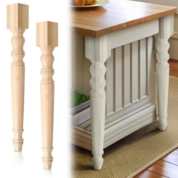 DoubleFill 2 Pcs Unfinished Kitchen Island Legs Farmhouse Solid Wood