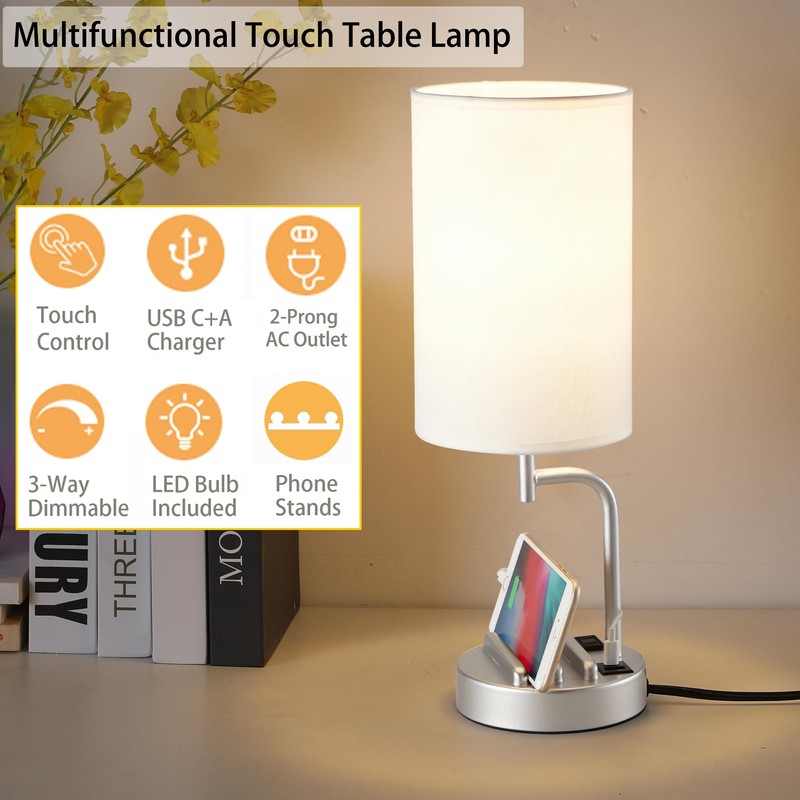 Dreamholder Touch Control USB Table Lamp, Upgraded 3-Way Dimmable Bedside