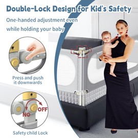 Yozoia Bed Rail for Toddlers, Baby Bed Rail Guard with Double Child Safety Lock, 30 Speed Height Adjustable -King & Queen Size Bed