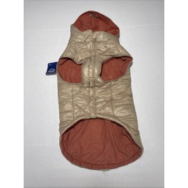 YOULY The Trailblazer Shiny Puffer Pet JacketTTan Dog Coat Hood XXL 22-25"