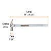 Truper MTR-20X, Martillo uña recta, mango tubular, con alojamiento, 20