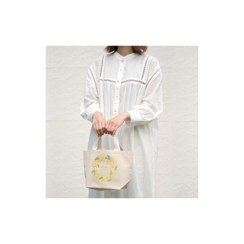 Embroidered Mini Tote Bag Mimosa Yellow Lunch Tote Lunch Box