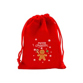 SUMILUOCHEN Red Christmas Drawstring Bag, Reusable Small Christmas Wrapping Bag for Xmas Presents Xmas Velvet Present Storage Bag Christmas Party Favor Bag 7.8x11.8inch (Style 2)