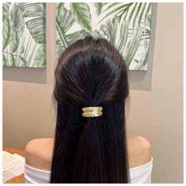 Jugielu Metal Hair Ties Band Gold Hair Clips Metal Ponytails Hair Cuffs Metal Elastic Hairties Elastic Ponytail Holders Hair Band Metal Hair Ties Accessories Jewelry for Women(Gold2)