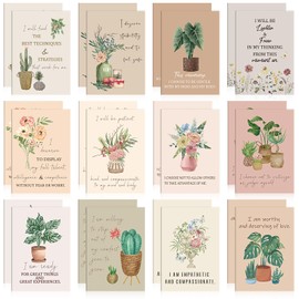 Tatuo 24 Pcs Positive Affirmation Notebooks Inspirational Quote Notebook Small Motivational Encouragement Notepads Daily Affirmations Journal for Women Men Stress Relief and Self Care Gift(Flower)