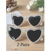 Pearl Heart Sunglasses for Bachelorette Party, White Heart-shaped Glasses Women