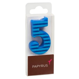 Papyrus Number 5 Birthday Candle, Blue Stripes (1-Count)