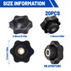 20 PCS 8 Star Knobs M8 Hexagon Threaded Through Hole